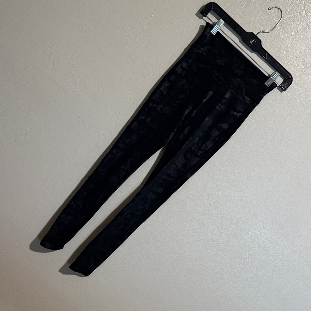 SPANX Black Leggings with Red Logo Tag